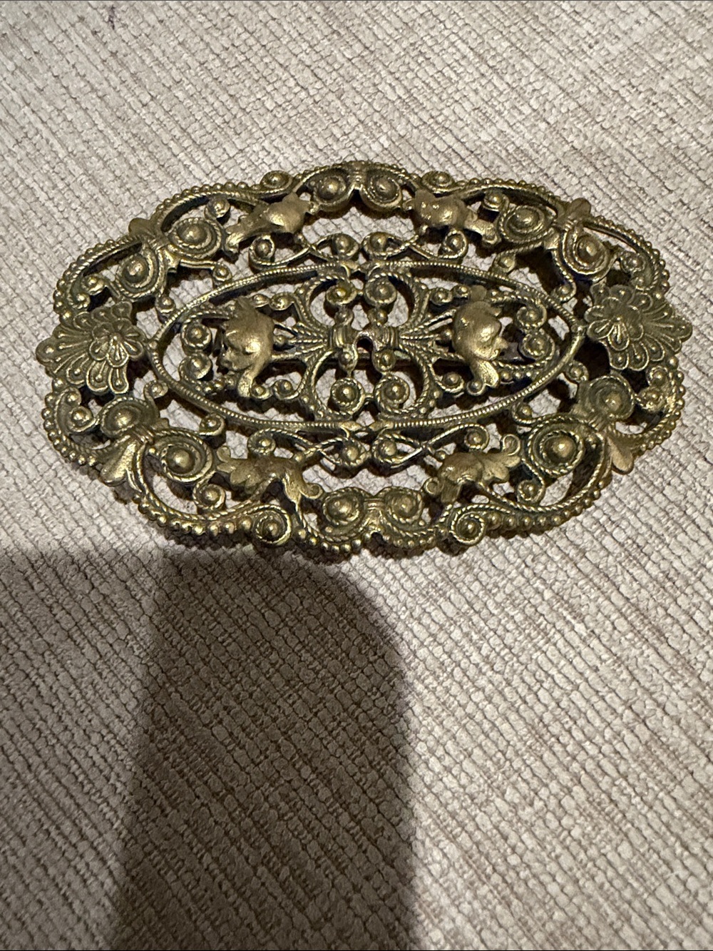 Brass Filigree Decorative Accent Plate - Gold